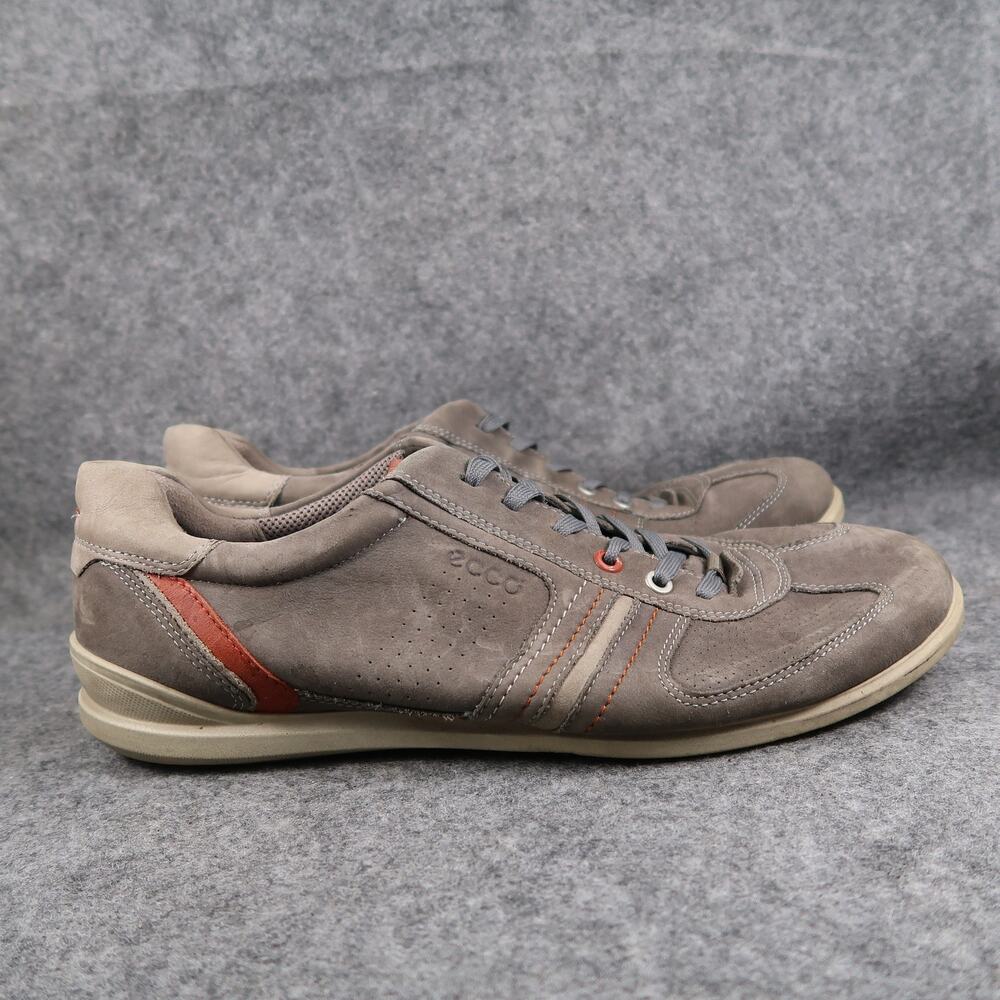 Ecco Shoes Mens 44 Casual Sneaker Leather Lifestyle Comfort Lace Up Trainer Grey